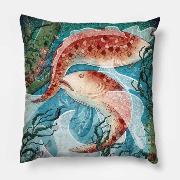 River Ramblers: Print Version Pillow by TaylorRoseMakesArt