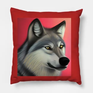 Wolf Illustrated In Pastels Pillow