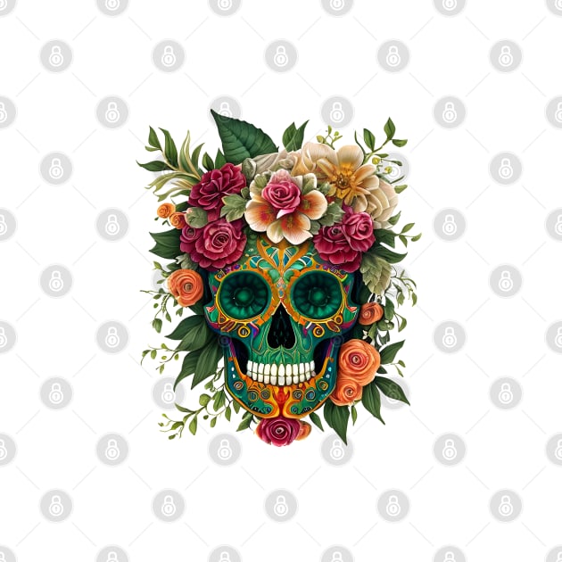 Sugar Skulls and Flowers by IrinaGuArt