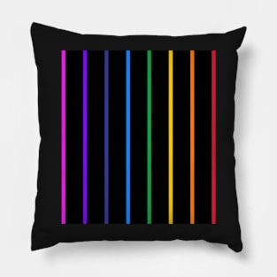 Vintage black and narrow rainbow stripes - vertical Pillow