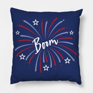 Boom 4th of July Fireworks Patriotic Pillow