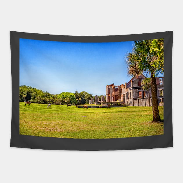 Wild Horses at Cumberland Island National Seashore Tapestry by Gestalt Imagery