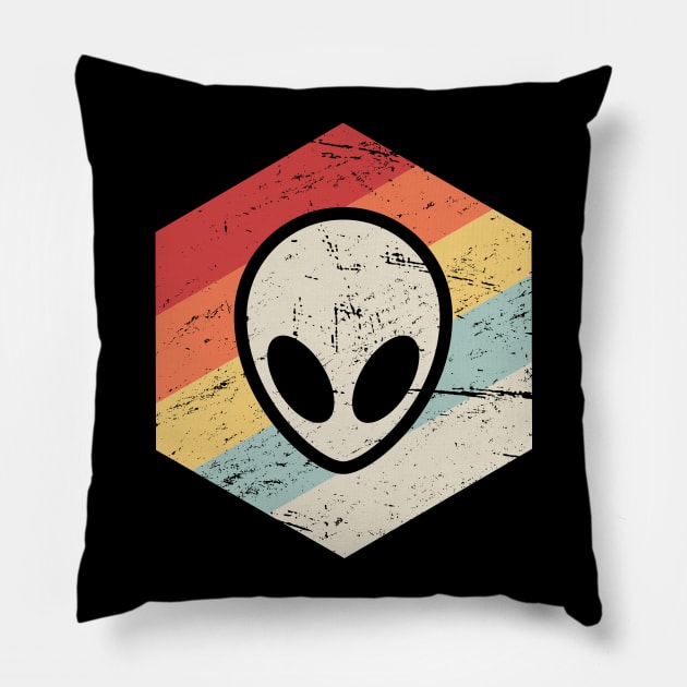 Retro Vintage Conspiracy Theory Alien UFO Pillow by MeatMan