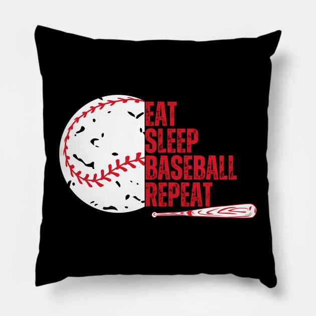 Eat Sleep Baseball Repeat Pillow by CoubaCarla