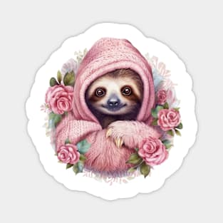 Pink Christmas Sloth Magnet