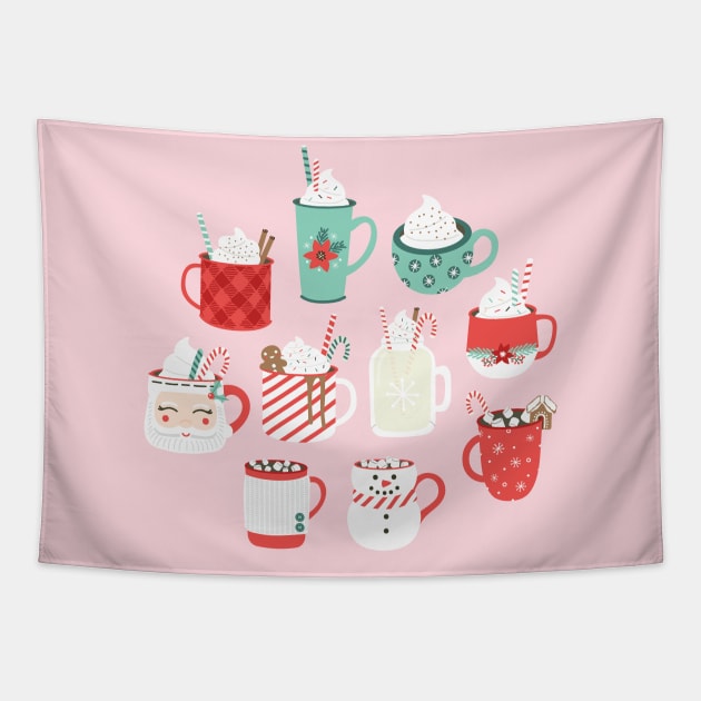 Christmas Cocoa Pink Tapestry by allisonromerodesign