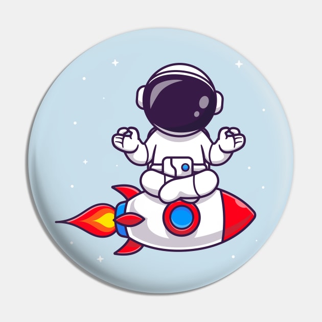 Cute Astronaut Meditation Yoga On Rocket Cartoon Pin by Catalyst Labs