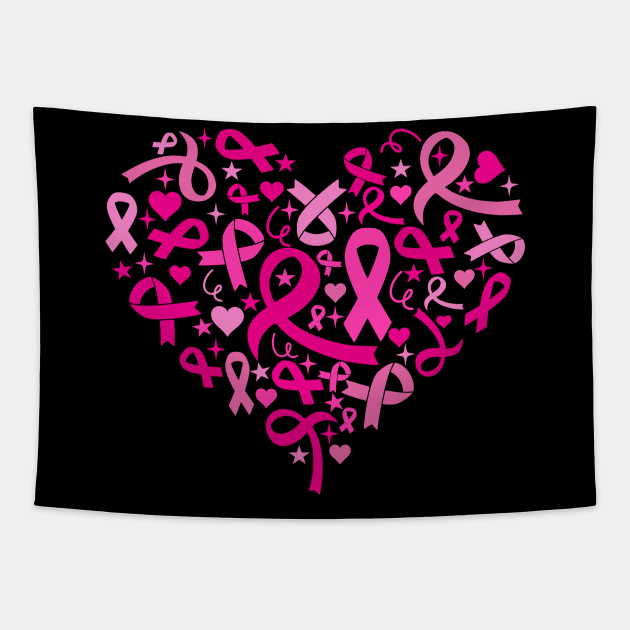 Breast Cancer Awareness Heart Tapestry by SVGBistro