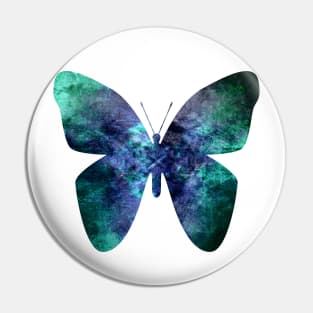 Green blue grungy butterfly Pin