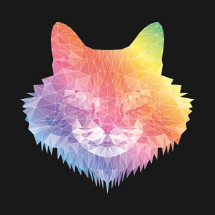 Maine Coon Cat Polygon Art - Rainbow T-Shirt