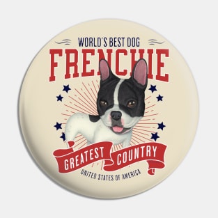 Black & White French Bulldog USA Pin