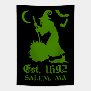 Salem Massachusetts Est. 1692 - Halloween Witch (GREEN) Tapestry