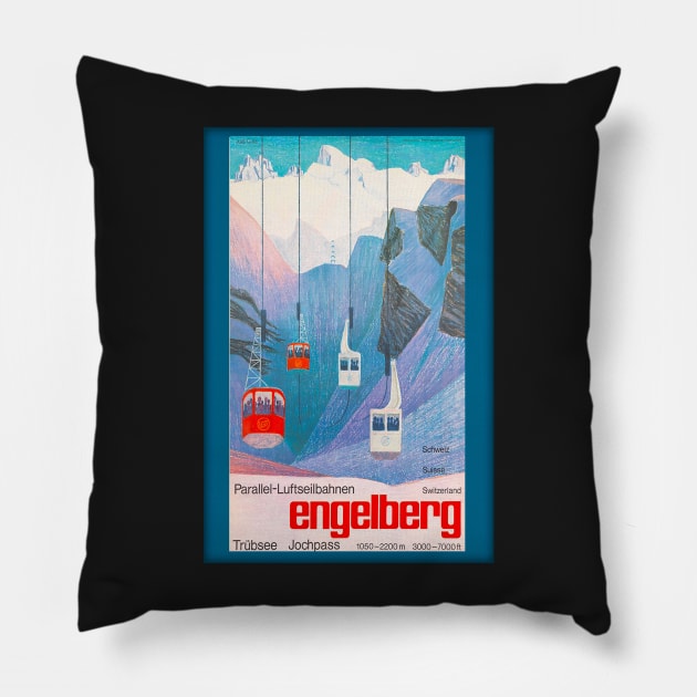 Engelberg, Switzerland,Ski Poster Pillow by BokeeLee