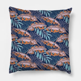 Blue Leopard Banana Leaves Pillow