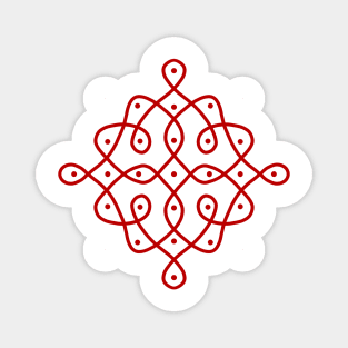 Dot Kolam, Red transparent Kolam, Muggu, rangoli Magnet