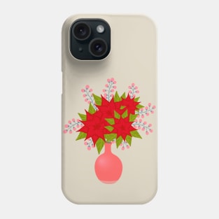 FESTIVE POINSETTIA Floral in Vase Christmas Xmas Winter Holidays - UnBlink Studio by Jackie Tahara Phone Case