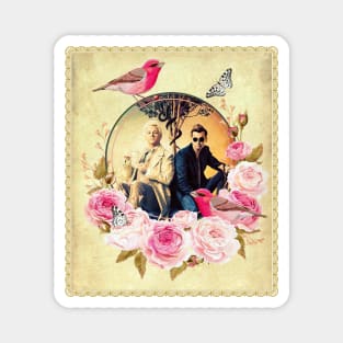 Angel and Demon Romantic Valentine with Birds and Butterflies Magnet