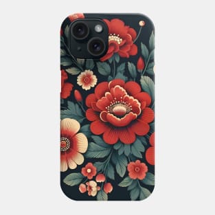 Red Floral Illustration Phone Case