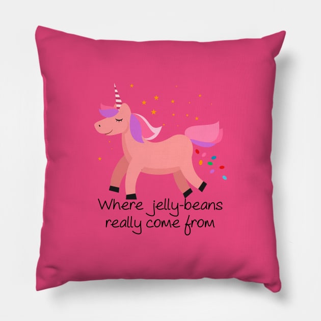 Jelly Beans: Unicorn Poops! Pillow by ClothedCircuit