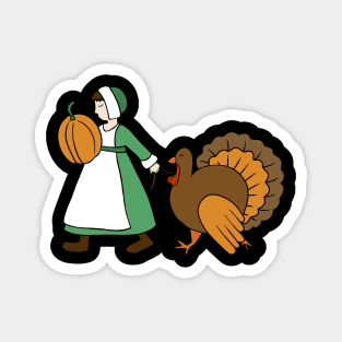 Thanksgiving Pilgrim and Turkey Magnet