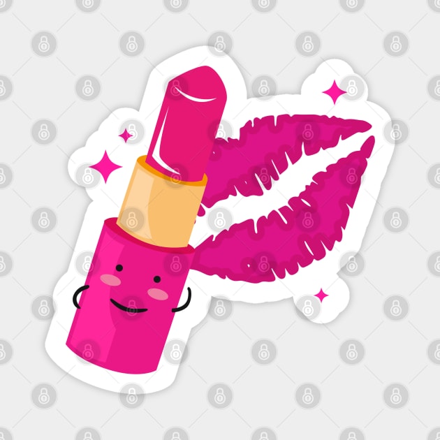 Lipstick Cute Cartoon Magnet by BrightLightArts