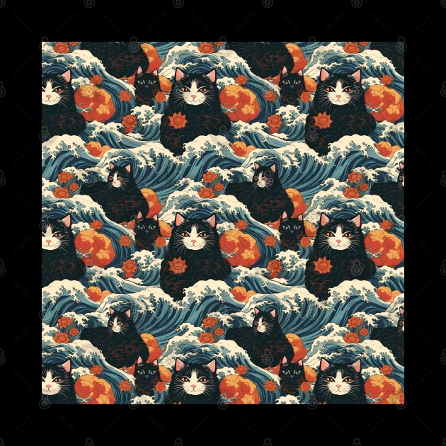 Ukiyo-e Cats of Kanagawa Pattern by SubtleSplit