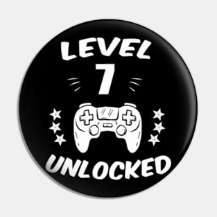 Level 7 Unlocked  Video Gamer 7th Birthday Pin