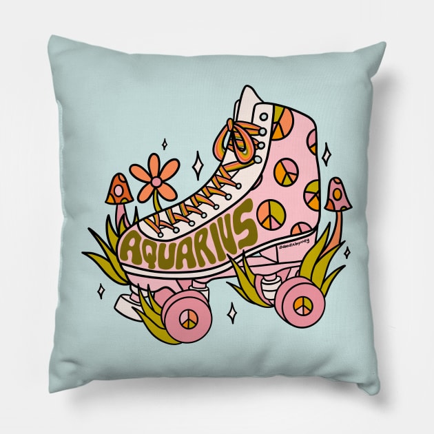 Aquarius Roller Skate Pillow by Doodle by Meg