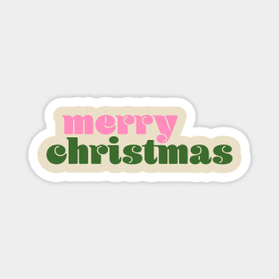 Merry Christmas in Pink and Green Magnet