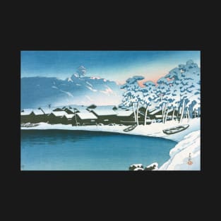 Dawn Snow at the Port of Ogi by Kawase Hasui T-Shirt