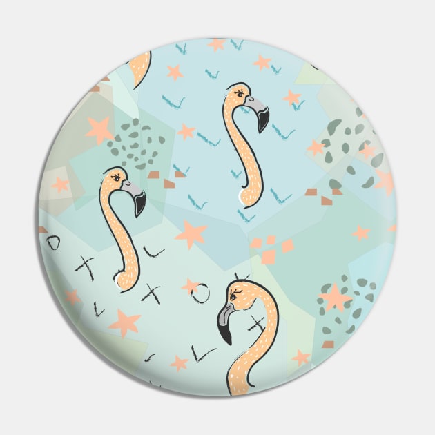 Flamingo Pattern Pin by KristinaStellar 