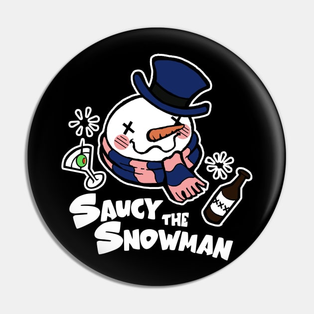 Saucy The Snowman - Frosty Humor - White Outlined, Color Version 1 Pin by Nat Ewert Art