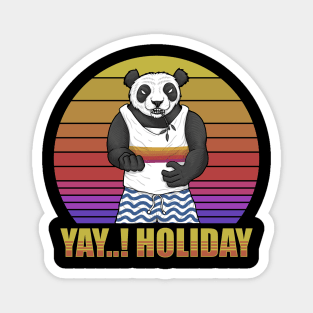 Summer Panda Retro Sunset Magnet