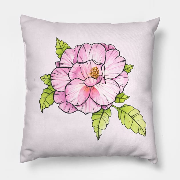 Pink Rose Pillow by Ellen Wilberg