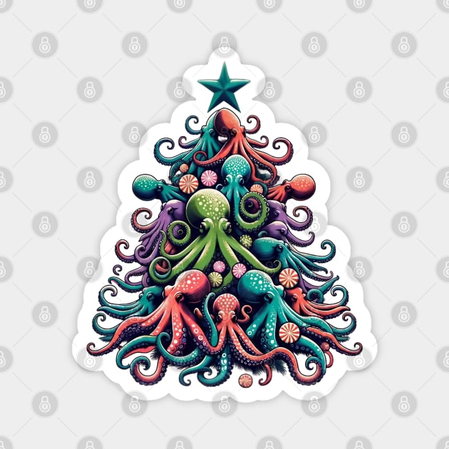Christmas Octopus Tree Magnet by WorldByFlower