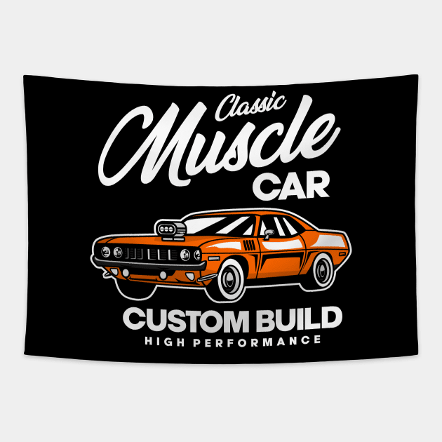 MUSCLE CAR CUSTOM BUILD Tapestry by beanbeardy