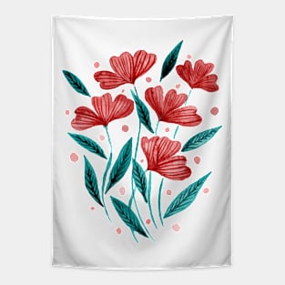 Cute florals - orange and green Tapestry