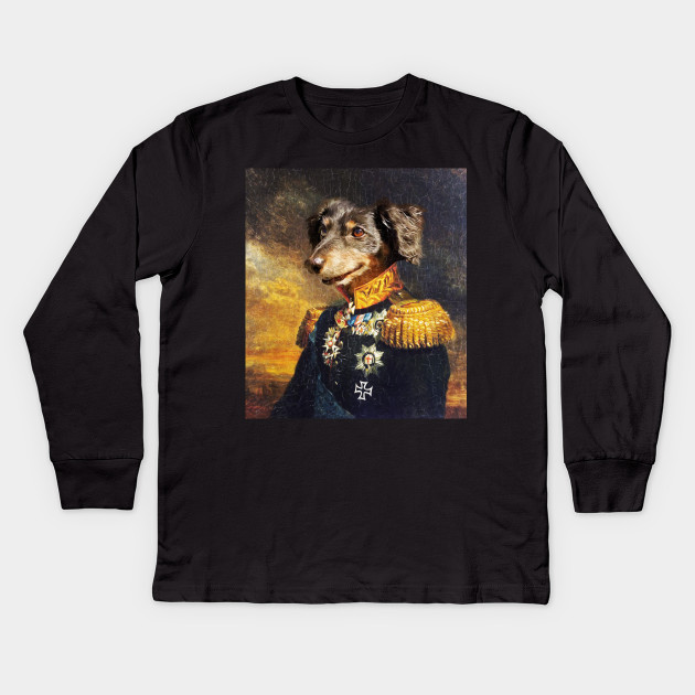 Walter Portrait Retro Dog Military Painting Dog Kids Long Sleeve T Shirt Teepublic Au