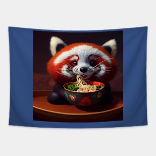 Kawaii Red Panda Eating Ramen Tapestry