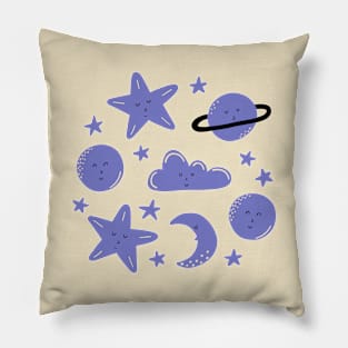 Dreamy skies above in blue Pillow