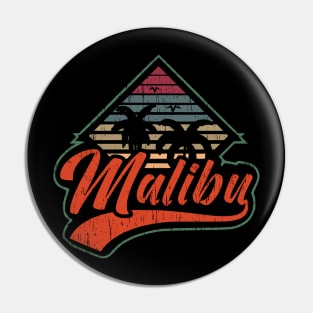 Malibu beach palm tree sunset vintage retro logo emblem Pin