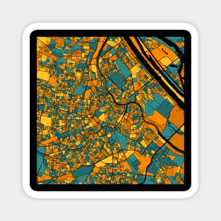 Vienna Map Pattern in Orange & Teal Magnet