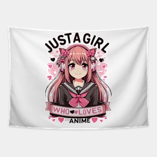 Pink-Haired Anime Admirer Illustration Tapestry