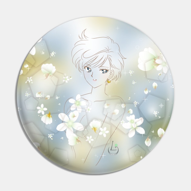 Guardian Haruka Flower Portrait Pin by AudreyWagnerArt