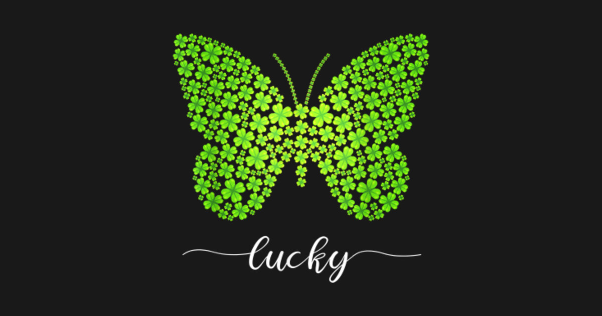 Butterfly Illustration Lucky Shamrock Pattern Matching Patricks Day Lucky Butterfly TShirt