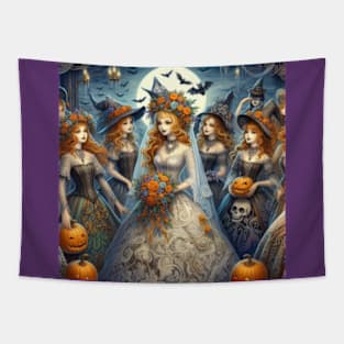 Halloween Bride and Bridesmaids Tapestry