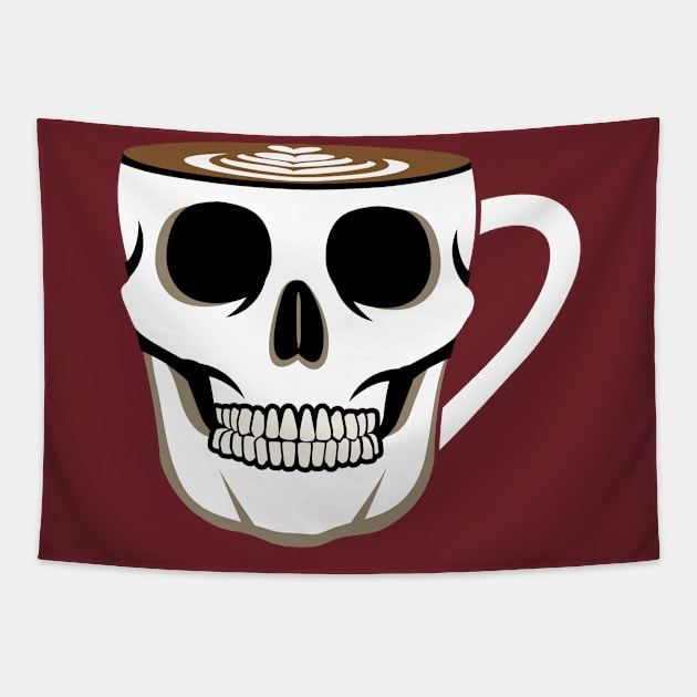 Skull Coffee Cup Illustration Tapestry by Mako Design 