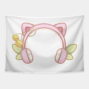 Cute Cozy Pink Gaming Console Cat Ears Headphones Tapestry