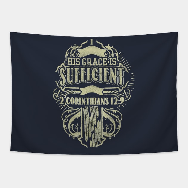 His Grace Is Sufficient Church Religious Christian Gift Tapestry by JackLord Designs 