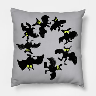 the circle of funky Bats! - happy disco Halloween!!! Pillow